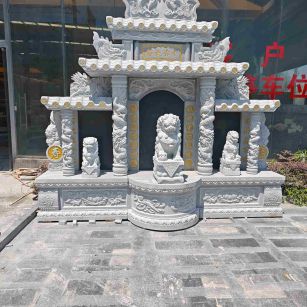 沈阳芝麻白中国黑石材套墓 花岗岩墓碑